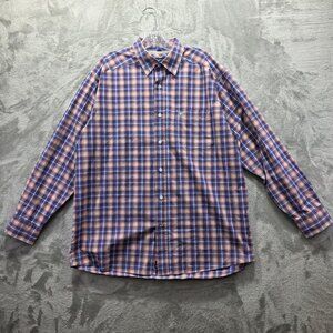 Ariat Pro Series Shirt Mens Large Blue Orange Plaid Button Down Long Sleeve